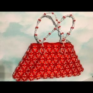 Belgium Brussels Beaded Red & White Purse NWOT